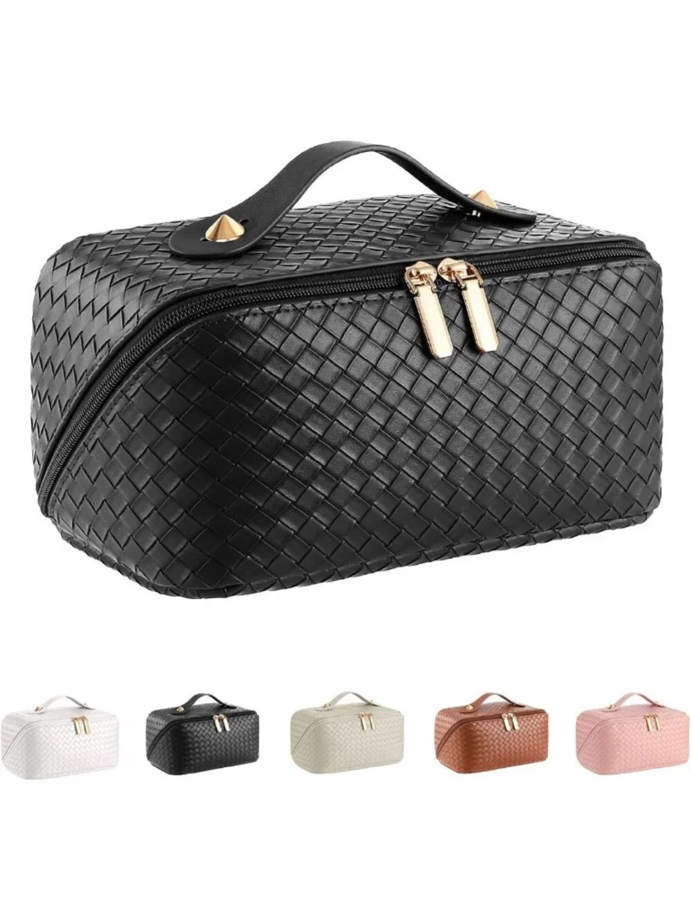 Large Capacity Waterproof Makeup Bag - Portable Organizer with Dividers & Handle